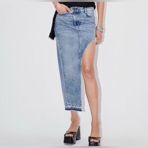 Zara Asymmetrical Blue Denim Skirt-Jeans